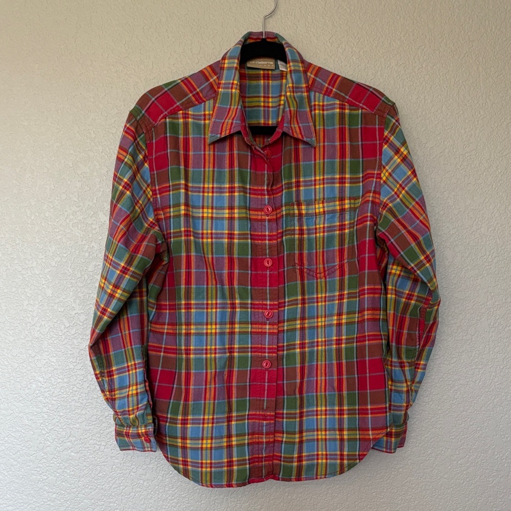 Vintage Liz Claiborne Madras Plaid Flannel
